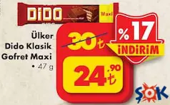 ÜLKER DİDO KLASİK ÇİKOLATALI GOFRET MAXİ 47 G ÜLKER DİDO KLASİK ÇİKOLATALI GOFRET MAXİ 47 G